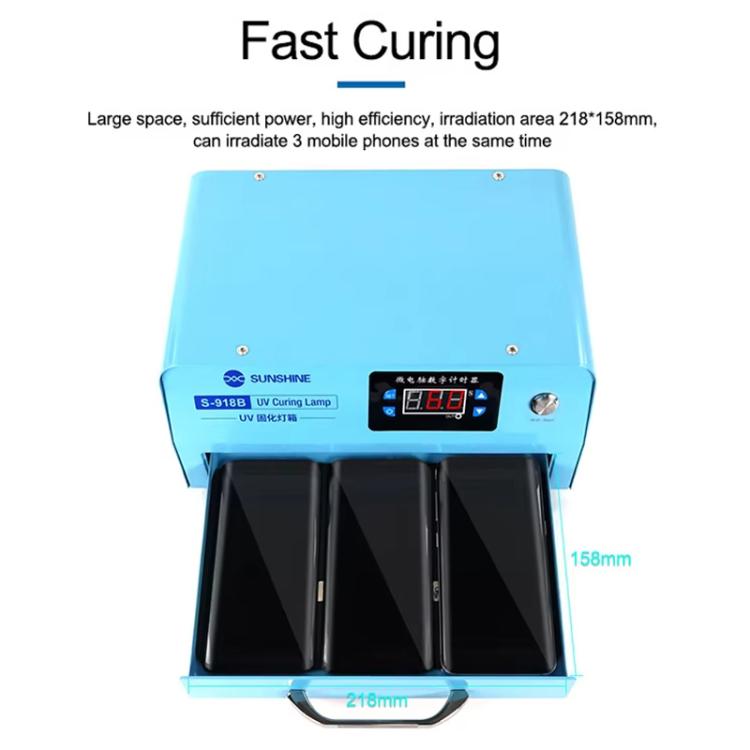 SUNSHINE S-918B UV Curing Filming Box LED High-Power UV Mobile Phone Curved Screen Optical Shadowless Glue Repair Tool, SUNSHINE S-918B (US Plug 110V), SUNSHINE S-918B (EU Plug 220V)