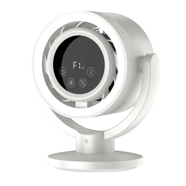 F168 Ventilatore da tavolo con controllo vocale intelligente, touch screen, con testa che scuote, alta velocità di rotazione, luce notturna senza pale