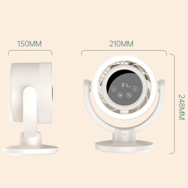 F168 Ventilatore da tavolo con controllo vocale intelligente, touch screen, con testa che scuote, alta velocità di rotazione, luce notturna senza pale