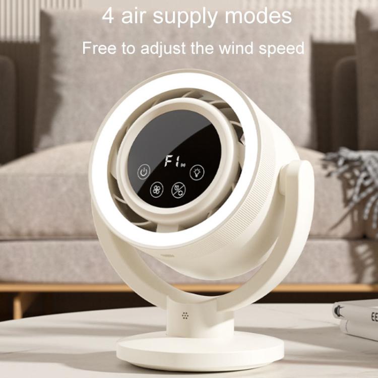 F168 Ventilatore da tavolo con controllo vocale intelligente, touch screen, con testa che scuote, alta velocità di rotazione, luce notturna senza pale