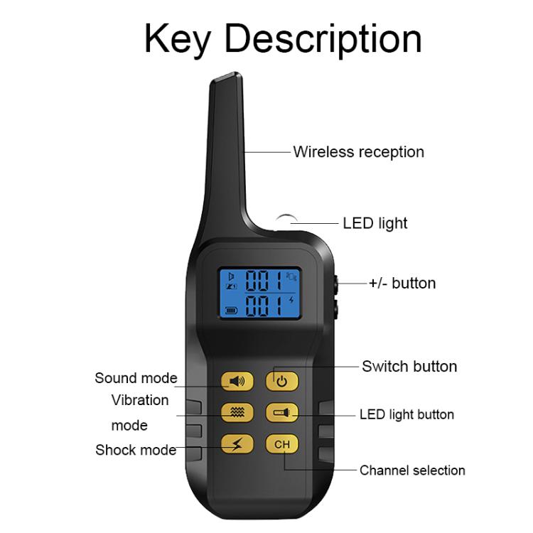 Dispositivo di addestramento per cani con telecomando elettrico intelligente per animali domestici T720 da 1000 m, Yellow Remote, Red Remote