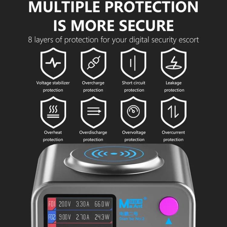 MaAnt DianBa No.2 USB Multi-port Mobile Phone Repair Desktop Charging Station, DianBa No.2, EU Plug