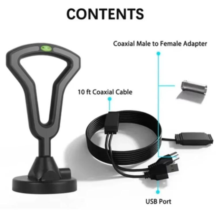 Antenna TV digitale DVB-T2 con cavo 5 metri e connettore F