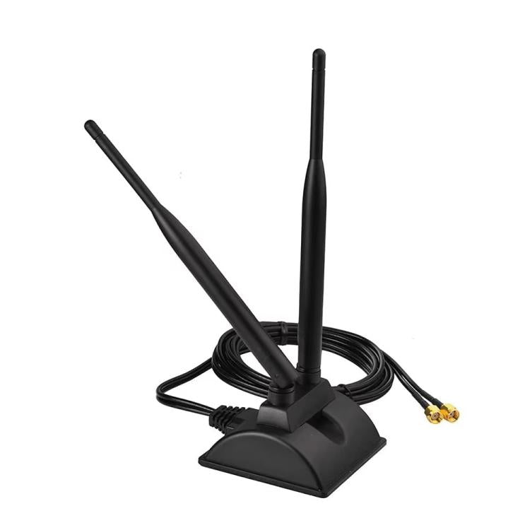 Antenna Dual-Band 2.4G/5G con 2 connettori RP-SMA maschio Scheda di rete router WIFI wireless Antenna di estensione ad alto guadagno, 2 RP-SMA Male
