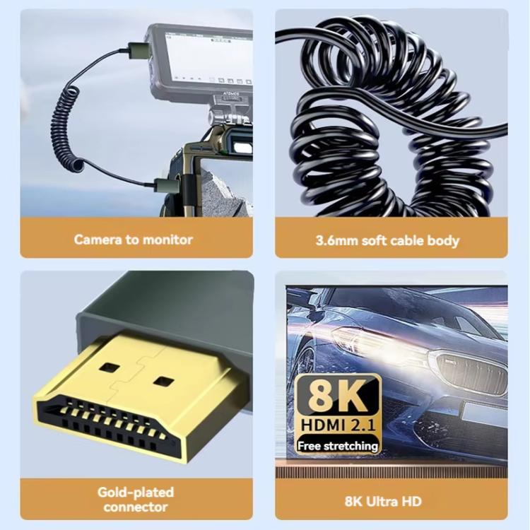 Cavo a molla HDMI 2.1 8K 60HZ lunghezza 0,5 m, Straight Head, Right Bend, Left Bend, Positive Bend, Reverse Bend, Micro HDMI To HDMI Straight, Micro HDMI Left Bend, Micro HDMI Right Bend, Micro HDMI Positive Bend, Micro HDMI Reverse Bend               ...