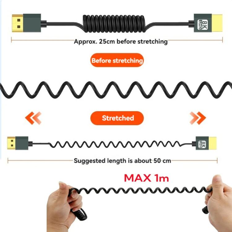 Cavo a molla HDMI 2.1 8K 60HZ lunghezza 0,5 m, Straight Head, Right Bend, Left Bend, Positive Bend, Reverse Bend, Micro HDMI To HDMI Straight, Micro HDMI Left Bend, Micro HDMI Right Bend, Micro HDMI Positive Bend, Micro HDMI Reverse Bend               ...