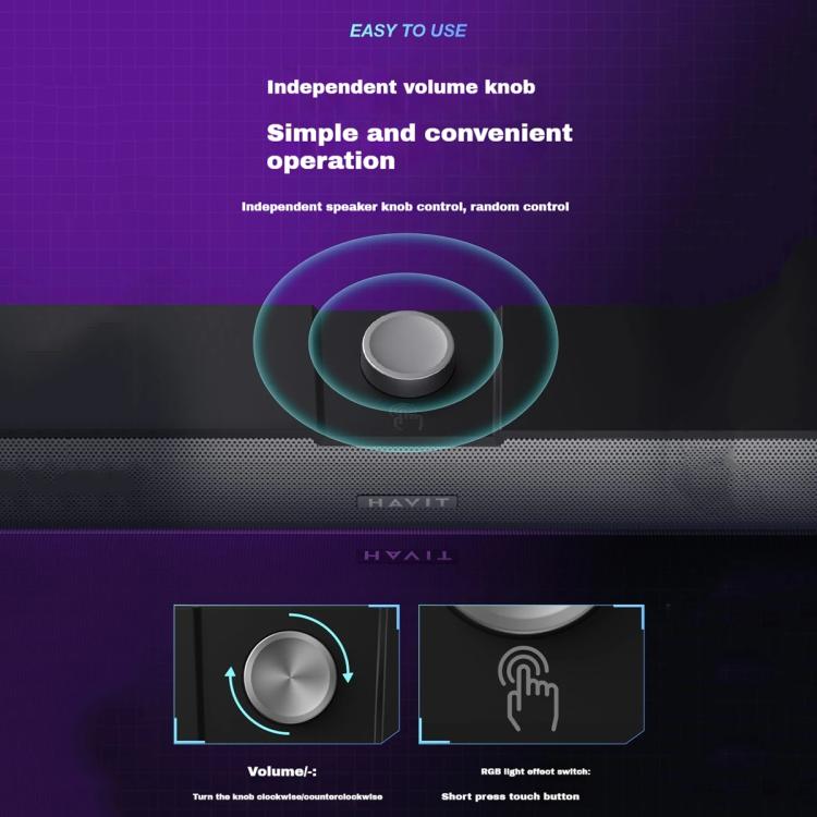 Altoparlante cablato per computer desktop con effetto di illuminazione RGB Havit M19, Black Standard Version, White Standard Version, Black Bluetooth Version, Bluetooth Microphone Version