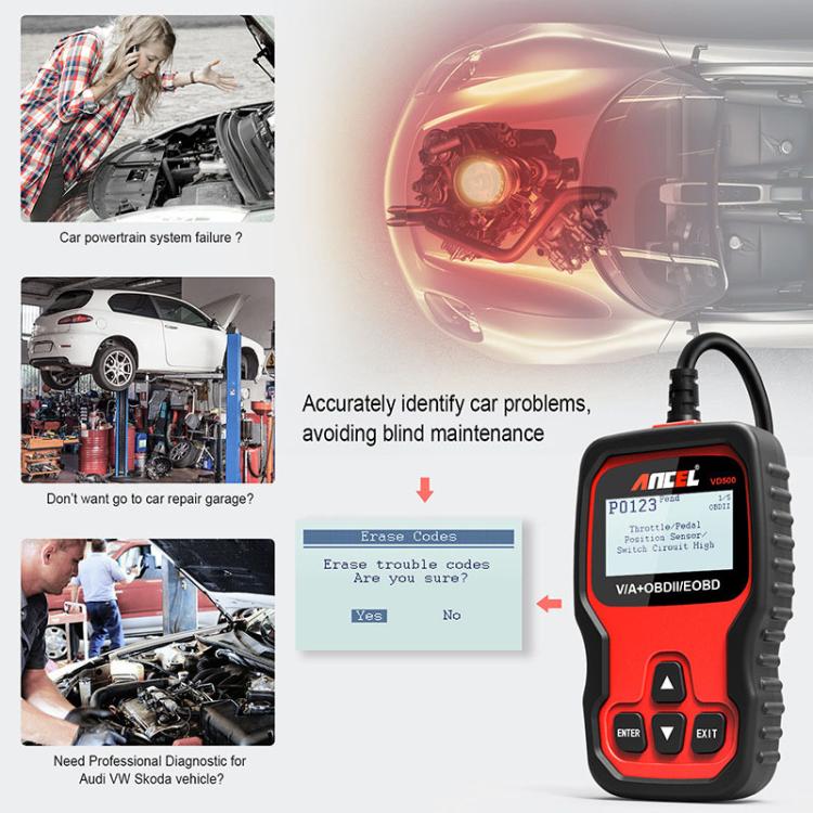 Ancel VD500 per Volkswagen / Audi / Skoda / Seat Strumento di scansione diagnostica per auto