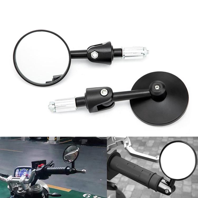 2 pezzi/set specchietto retrovisore per moto modificato retrò pieghevole rotondo e-bike universale specchio retrovisore riflettore, Flat, Convex
