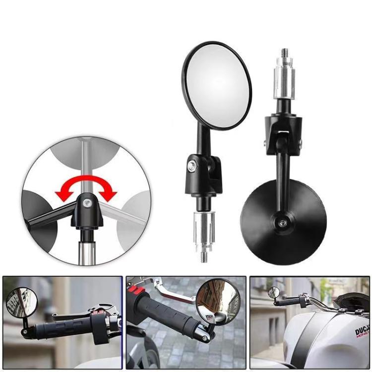 2 pezzi/set specchietto retrovisore per moto modificato retrò pieghevole rotondo e-bike universale specchio retrovisore riflettore, Flat, Convex