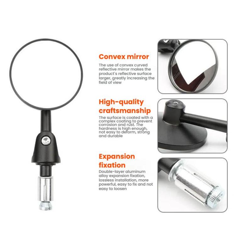 2 pezzi/set specchietto retrovisore per moto modificato retrò pieghevole rotondo e-bike universale specchio retrovisore riflettore, Flat, Convex