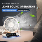 Ventilatore da tavolo a parete a 199 velocità con maniglia e luce integrata, aromaterapia in cotone