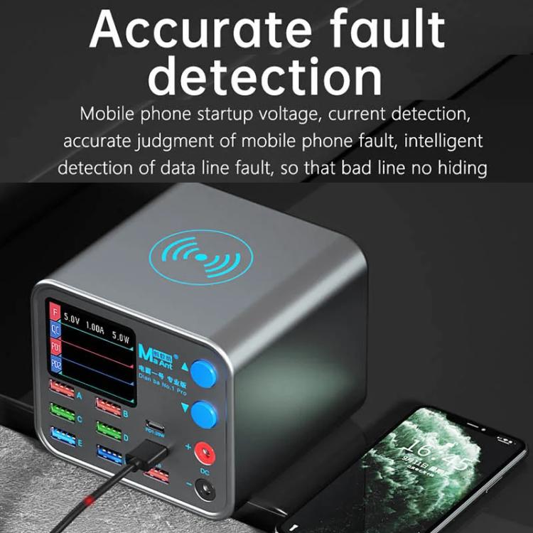 MaAnt DianBa No.1 Pro Caricabatterie multiporta 9 porte con display digitale Caricabatterie wireless, DianBa No.1 Pro, EU Plug
