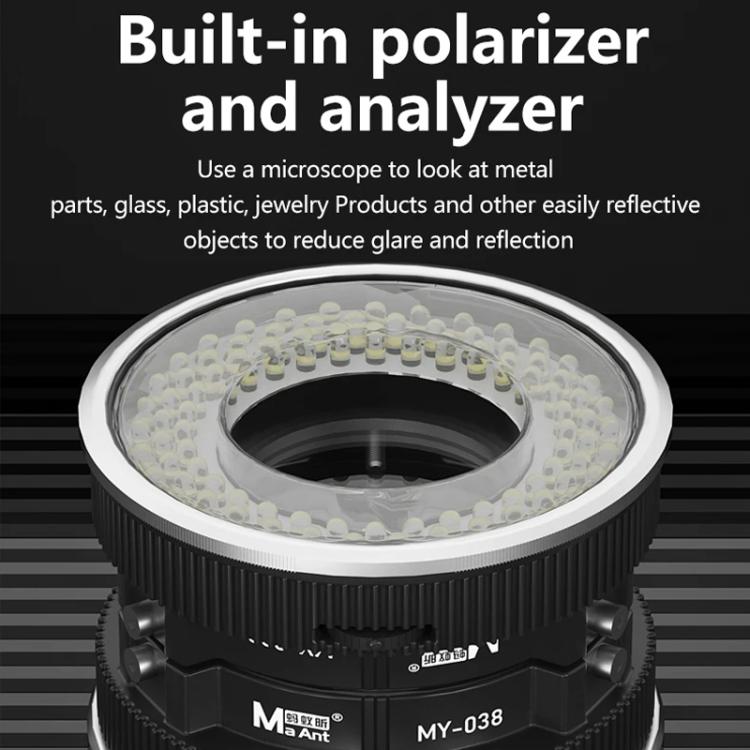 Lampada a LED polarizzata ad anello per microscopio per riparazione di telefoni cellulari, 96 perline, luci di riempimento antiriflesso, MY-038 96 Beads