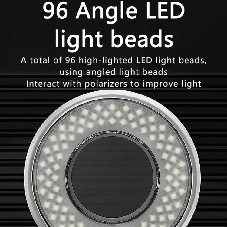 Lampada a LED polarizzata ad anello per microscopio per riparazione di telefoni cellulari, 96 perline, luci di riempimento antiriflesso, MY-038 96 Beads