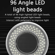 Lampada a LED polarizzata ad anello per microscopio per riparazione di telefoni cellulari, 96 perline, luci di riempimento antiriflesso, MY-038 96 Beads