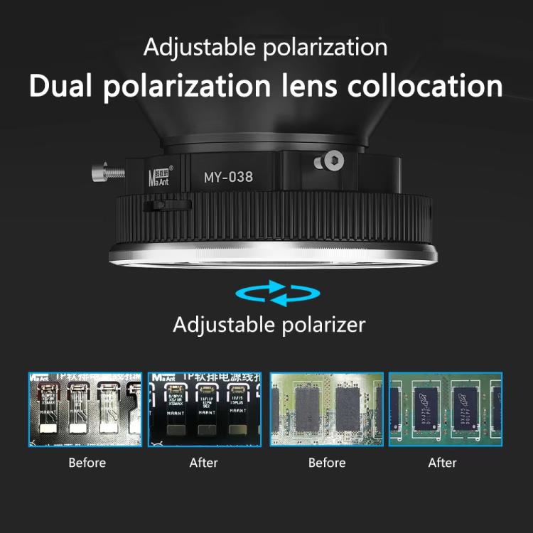 Lampada a LED polarizzata ad anello per microscopio per riparazione di telefoni cellulari, 96 perline, luci di riempimento antiriflesso, MY-038 96 Beads
