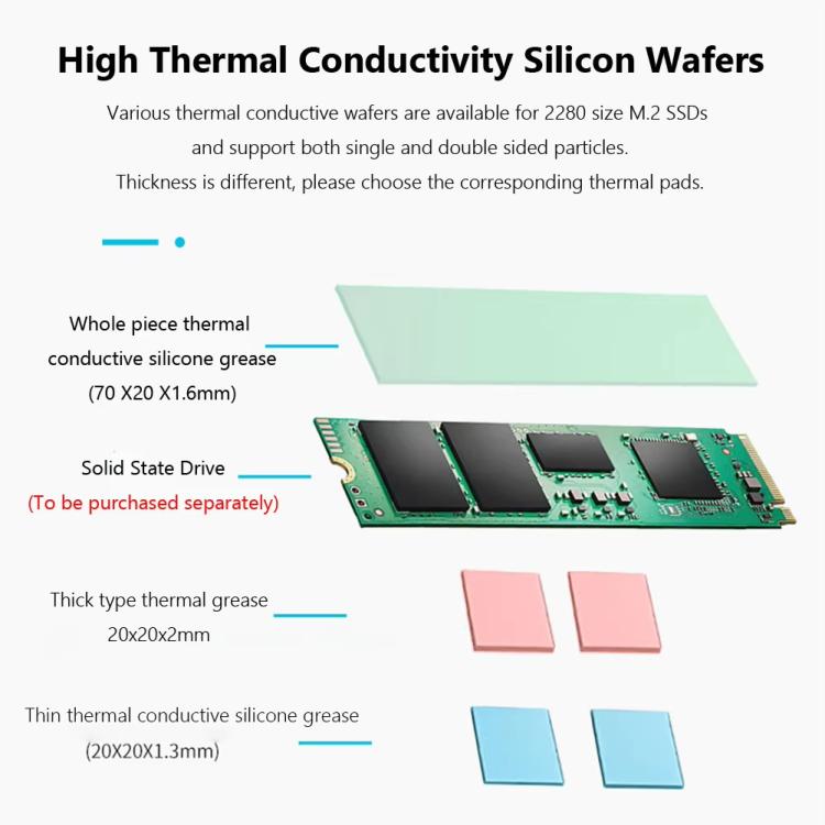 Per PS5 Slim / Pro FinalCool M.2 2280 NVME SSD Radiatore Dissipatore di calore in lega di alluminio integrato, M.2 2280 NVME SSD Radiator