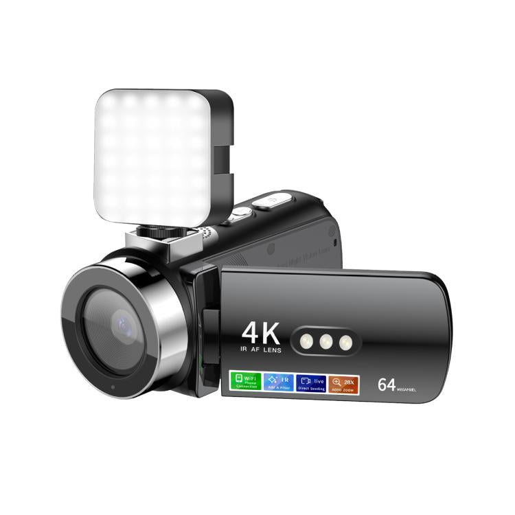 Videocamera digitale WiFi HD 4K senza luce e visione notturna colorata, Black, Black + Fill Light, Black + Lens Hood, Black + Wireless Noise Reduction Microphone, Black + Bracket, Black 4pcs /Set, Red, Red + Fill Light, Red + Lens Hood�����������������...