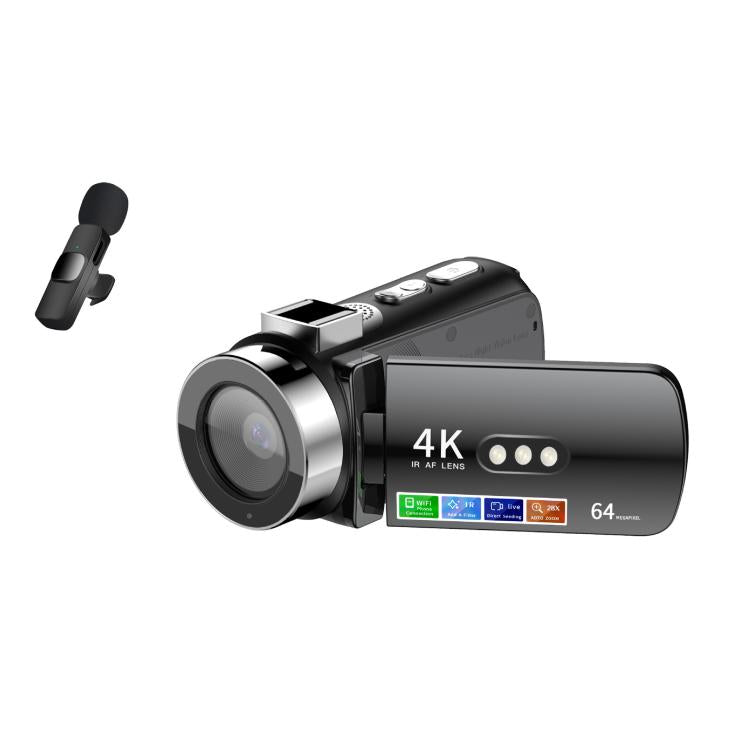 Videocamera digitale WiFi HD 4K senza luce e visione notturna colorata, Black, Black + Fill Light, Black + Lens Hood, Black + Wireless Noise Reduction Microphone, Black + Bracket, Black 4pcs /Set, Red, Red + Fill Light, Red + Lens Hood�����������������...