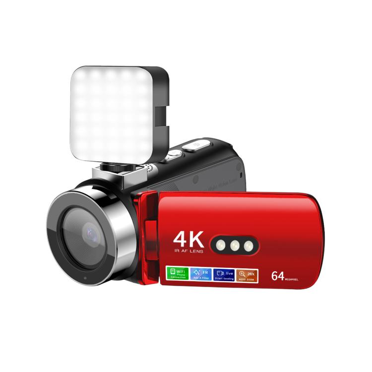 Videocamera digitale WiFi HD 4K senza luce e visione notturna colorata, Black, Black + Fill Light, Black + Lens Hood, Black + Wireless Noise Reduction Microphone, Black + Bracket, Black 4pcs /Set, Red, Red + Fill Light, Red + Lens Hood�����������������...