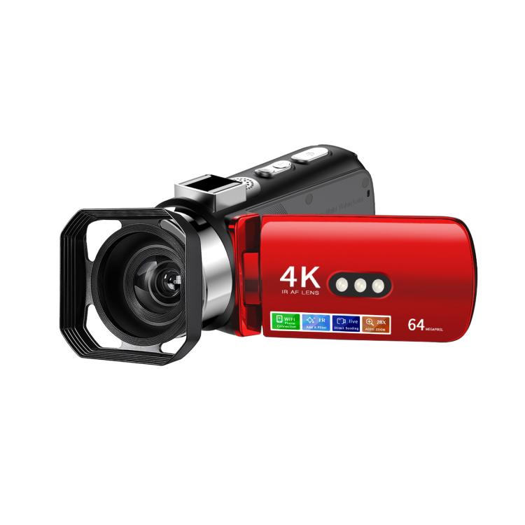 Videocamera digitale WiFi HD 4K senza luce e visione notturna colorata, Black, Black + Fill Light, Black + Lens Hood, Black + Wireless Noise Reduction Microphone, Black + Bracket, Black 4pcs /Set, Red, Red + Fill Light, Red + Lens Hood�����������������...