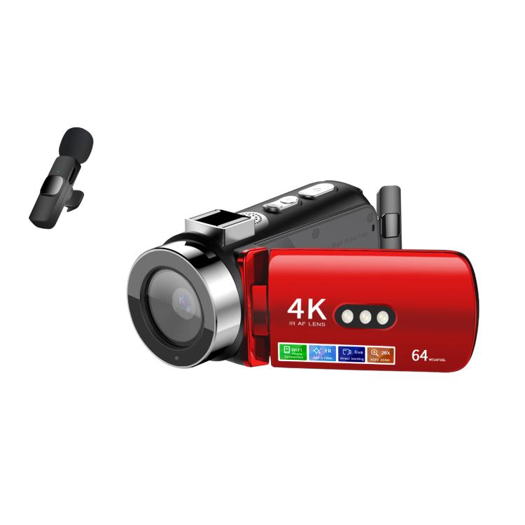Videocamera digitale WiFi HD 4K senza luce e visione notturna colorata, Black, Black + Fill Light, Black + Lens Hood, Black + Wireless Noise Reduction Microphone, Black + Bracket, Black 4pcs /Set, Red, Red + Fill Light, Red + Lens Hood�����������������...