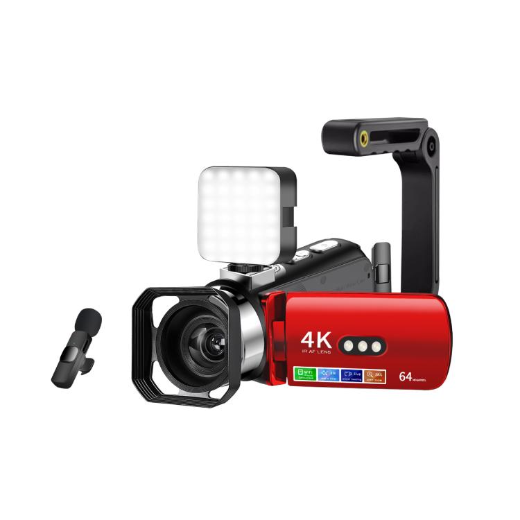 Videocamera digitale WiFi HD 4K senza luce e visione notturna colorata, Black, Black + Fill Light, Black + Lens Hood, Black + Wireless Noise Reduction Microphone, Black + Bracket, Black 4pcs /Set, Red, Red + Fill Light, Red + Lens Hood�����������������...