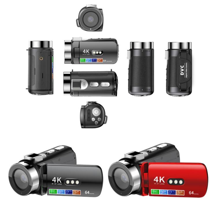 Videocamera digitale WiFi HD 4K senza luce e visione notturna colorata, Black, Black + Fill Light, Black + Lens Hood, Black + Wireless Noise Reduction Microphone, Black + Bracket, Black 4pcs /Set, Red, Red + Fill Light, Red + Lens Hood�����������������...