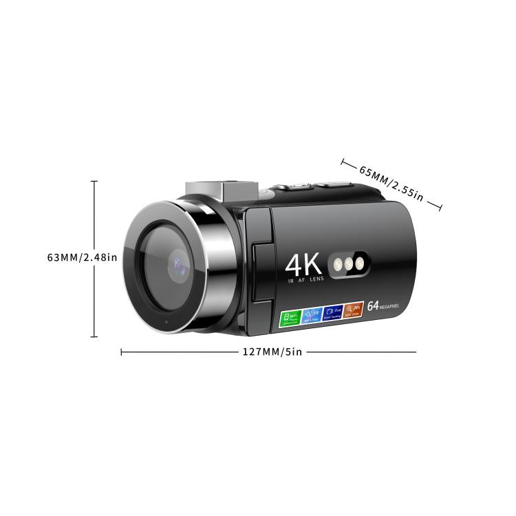 Videocamera digitale WiFi HD 4K senza luce e visione notturna colorata, Black, Black + Fill Light, Black + Lens Hood, Black + Wireless Noise Reduction Microphone, Black + Bracket, Black 4pcs /Set, Red, Red + Fill Light, Red + Lens Hood�����������������...