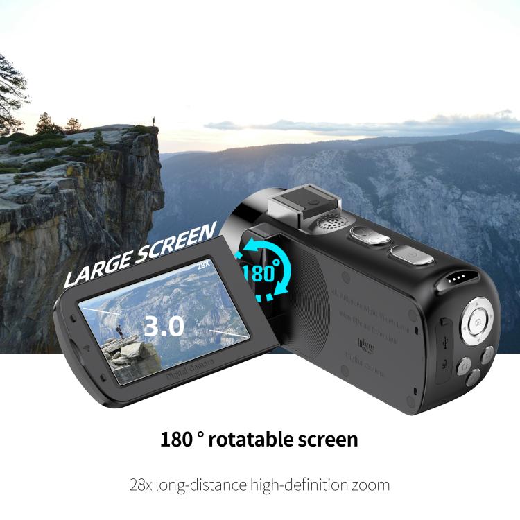 Videocamera digitale WiFi HD 4K senza luce e visione notturna colorata, Black, Black + Fill Light, Black + Lens Hood, Black + Wireless Noise Reduction Microphone, Black + Bracket, Black 4pcs /Set, Red, Red + Fill Light, Red + Lens Hood�����������������...