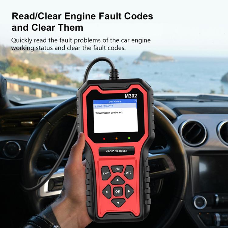 Lettore di codici di reset dell'olio per auto Strumento di diagnosi dei guasti con azzeramento della spia di manutenzione dell'auto, M302