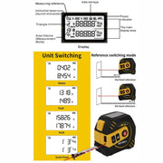 Telemetro laser a infrarossi ricaricabile 2 in 1 + metro a nastro da 5 m, Laser 40m, Laser 80m