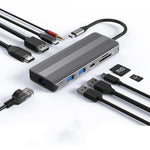 Stazione di docking di rete Gigabit HD multifunzionale di tipo C Blueendless, 10-in-1 DP+HDMI Dual 8K, 10-in-1 Dual HDMI 8K+4K