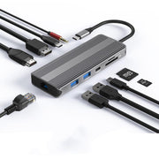 Stazione di docking di rete Gigabit HD multifunzionale di tipo C Blueendless, 10-in-1 DP+HDMI Dual 8K, 10-in-1 Dual HDMI 8K+4K
