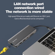 Stazione di docking di rete Gigabit HD multifunzionale di tipo C Blueendless, 10-in-1 DP+HDMI Dual 8K, 10-in-1 Dual HDMI 8K+4K