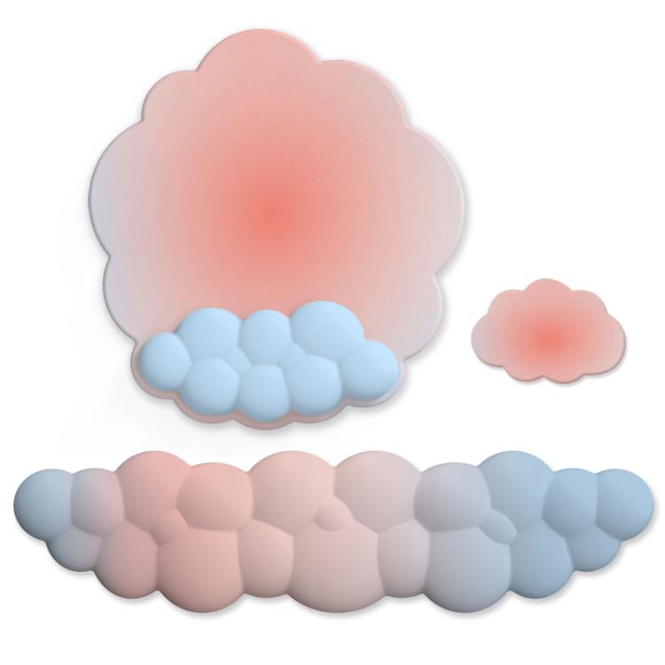 3 pezzi / set tappetino per mouse e tastiera in memory foam in silicone con gradiente nuvoloso, Model 3, Model 5, Model 8, Model 9, Model 10, Model 11, Model 12, Model 13, Model 14, Green, Blue+Yellow, Blue+Gray, Navy Blue+Gray