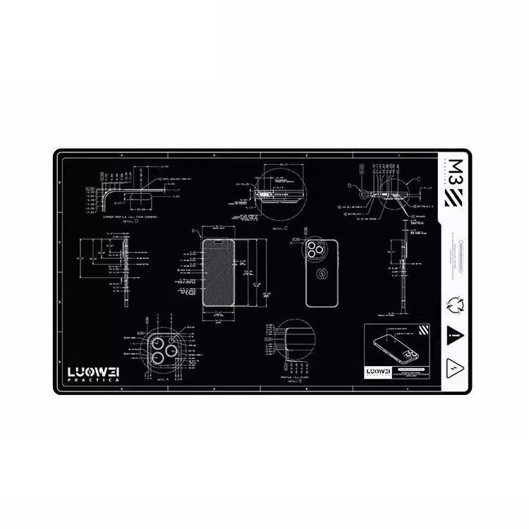 Tappetino isolante termico per banco da lavoro per riparazione computer e telefoni cellulari, tappetino in silicone inodore resistente alle alte temperature, M3 (Black)