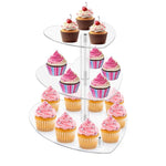 Alzata per cupcake a tre livelli in acrilico a forma di cuore per matrimonio e compleanno, YX153