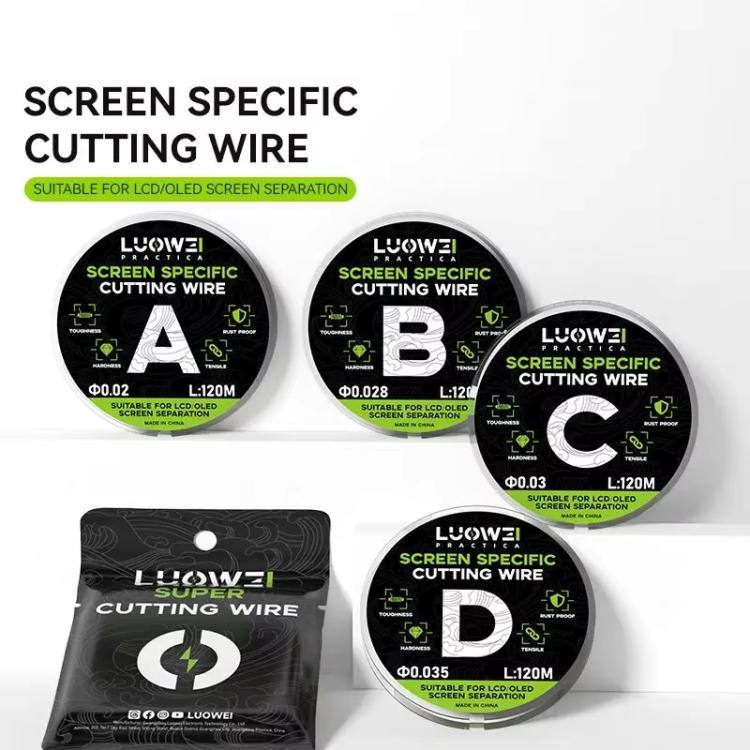 LUOWEI 120M Cell Phone LCD Screen Separation Line High Durezza Taglio Filo diamantato, A 0.02mm, B 0.028mm, C 0.03mm, D 0.035mm