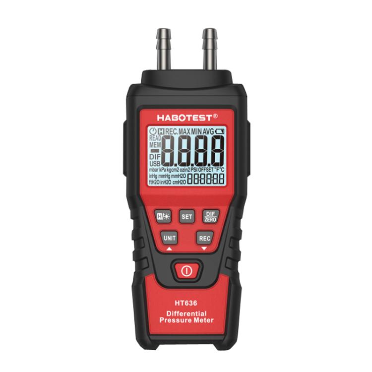HABOTEST HT636 Misuratore di pressione differenziale ad alta precisione Tester di micropressione digitale, HT636
