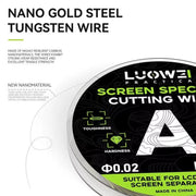 LUOWEI 500M Filo di acciaio per separazione dello schermo del telefono cellulare Filo di taglio, A 0.02mm, B 0.028mm, C 0.03mm, D 0.035mm