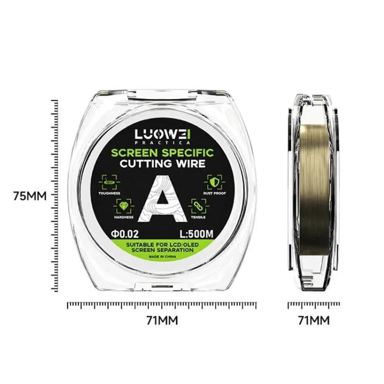 LUOWEI 500M Filo di acciaio per separazione dello schermo del telefono cellulare Filo di taglio, A 0.02mm, B 0.028mm, C 0.03mm, D 0.035mm