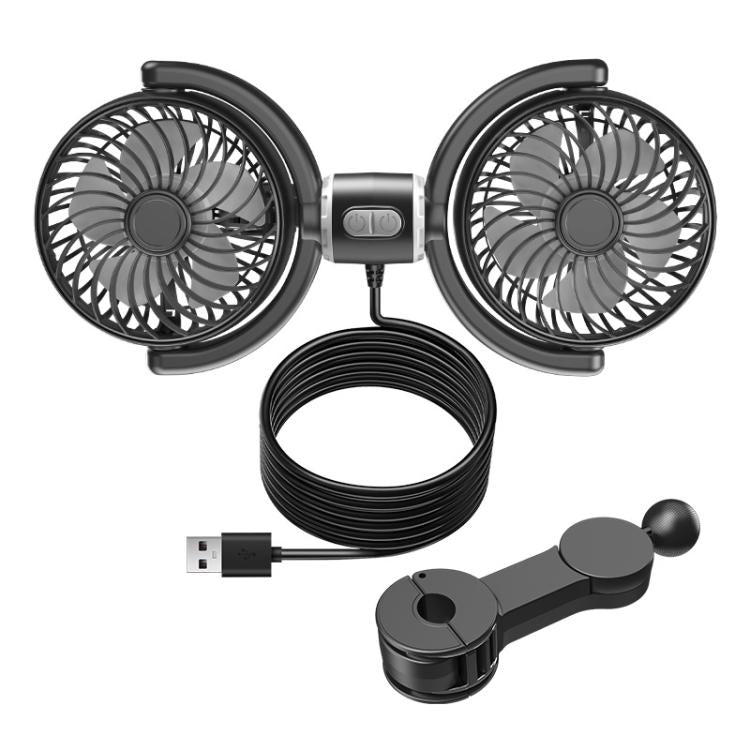 Ventilatore a doppia testa USB per poggiatesta posteriore con motore brushless per auto