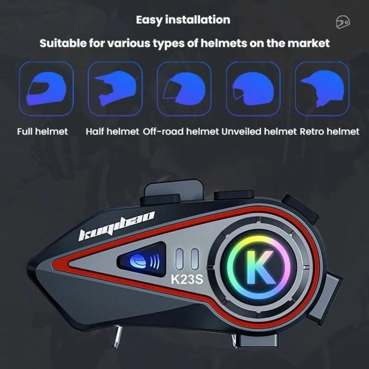 Kuqibao K23S Auricolari Bluetooth per Casco Moto con Interfono 10