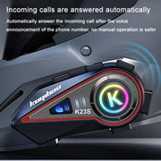 Kuqibao K23S Helmet Bluetooth Earphones 1000m Motorcycle Bluetooth-compatible 2 Person Intercom With Light Waterproof Headset, Hard Wheat, Soft Wheat