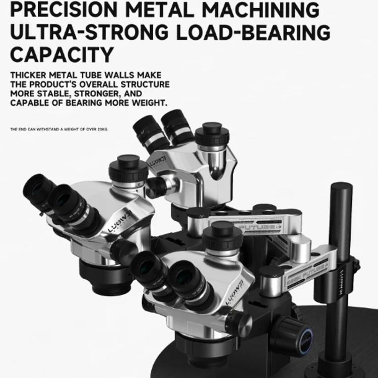 Supporto per microscopio da 32 mm con braccio oscillante in metallo, universale per sollevamento e impilamento a 360 gradi, fisso per riparazione e ispezione., GK01