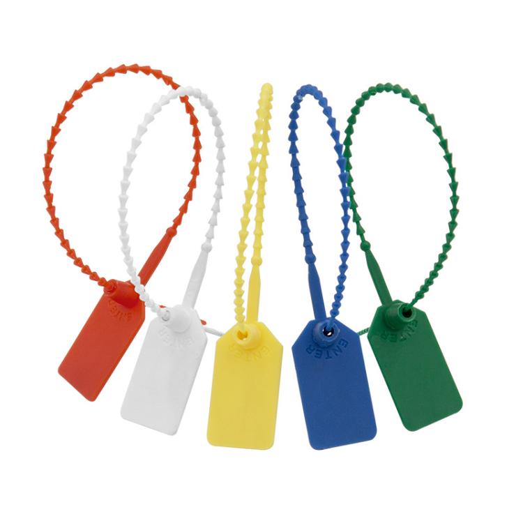 100 pezzi/confezione Sigilli di sicurezza in plastica con perline Sigilli di sicurezza per contenitori Attrezzature antincendio Fascette in nylon Etichette a scatto Cartelli