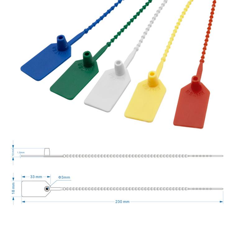 100 pezzi/confezione Sigilli di sicurezza in plastica con perline Sigilli di sicurezza per contenitori Attrezzature antincendio Fascette in nylon Etichette a scatto Cartelli