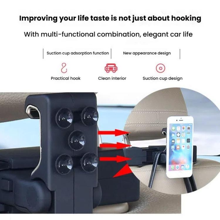 Gancio per auto, gancio per appendere allo schienale del sedile dell'auto, appendiabiti per borse da auto, With Suction Cup, Without Suction Cup